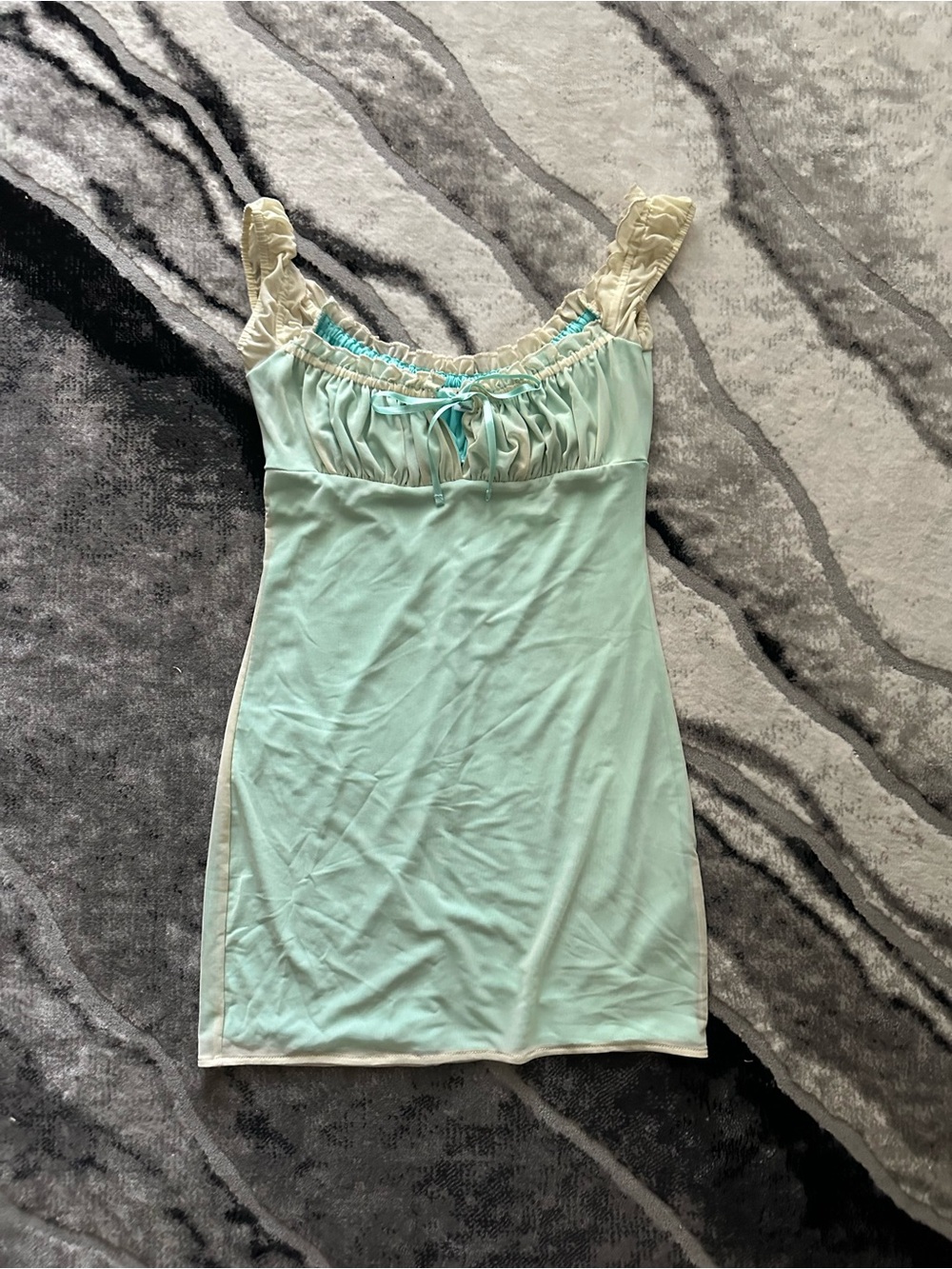 Kimchi Blue Mint Chemise with Cream Lace Trim